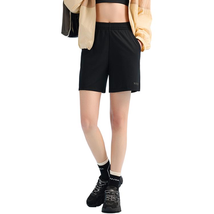 

Anta Comfortable Simple Versatile Solid Color Sports Five-Point Casual Shorts Women shorts Black 162527317-3 XS