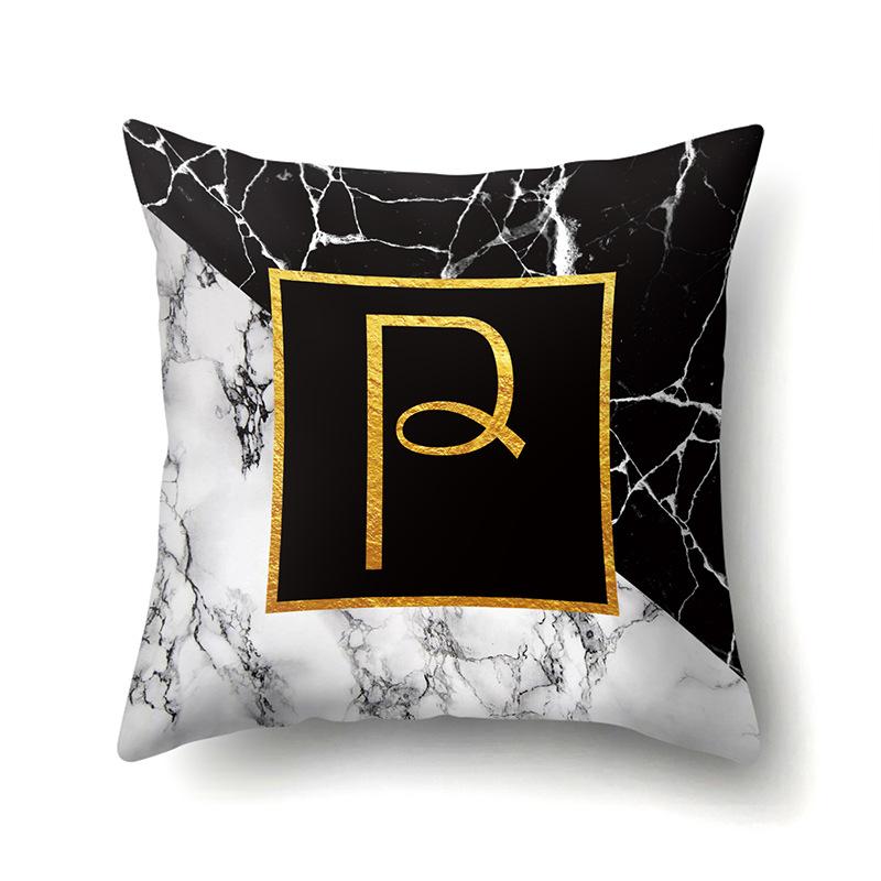 Marble Polyester Pillowcase Home Decoration Printing Pillowcase 26 English Letter Cushion Cover