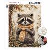 DIY Pearl and Diamond Painting Kit Raccoon with Scarf. Suitable for Beginners. Lovely Home Wall Decoration. Handmade Gift.