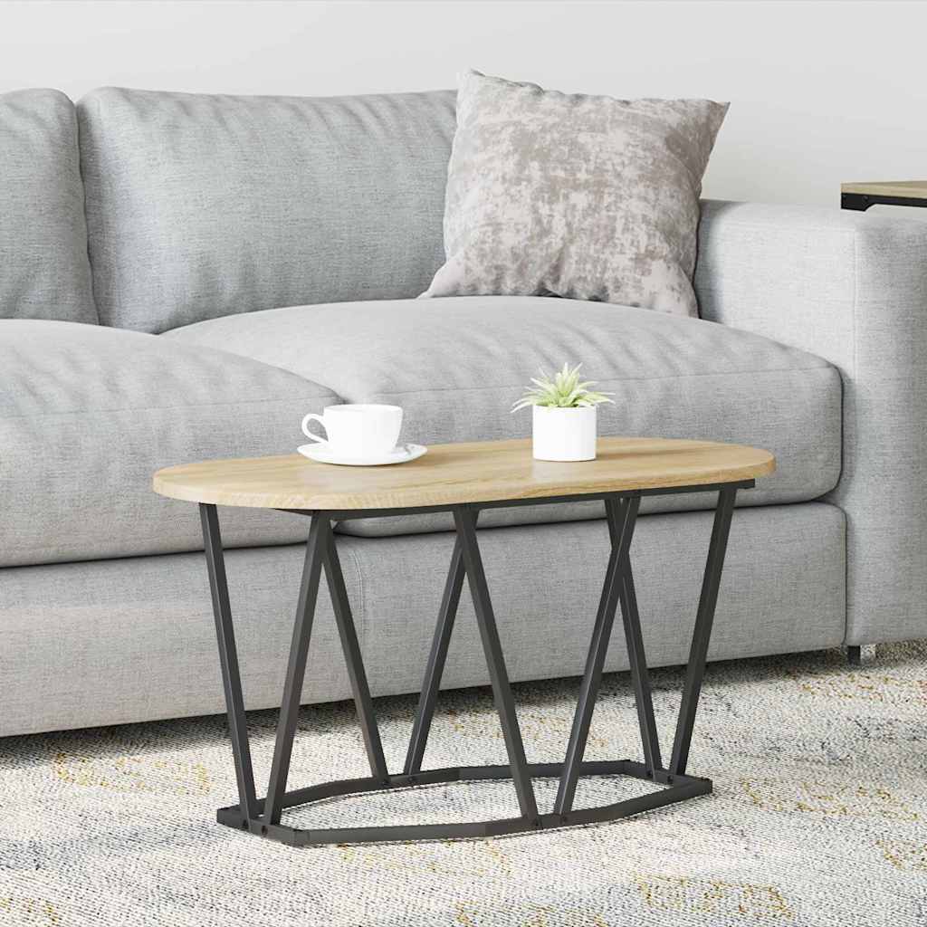 Coffee Table Sonoma Oak 80 x 40 x 40.5 cm Plywood and Metal