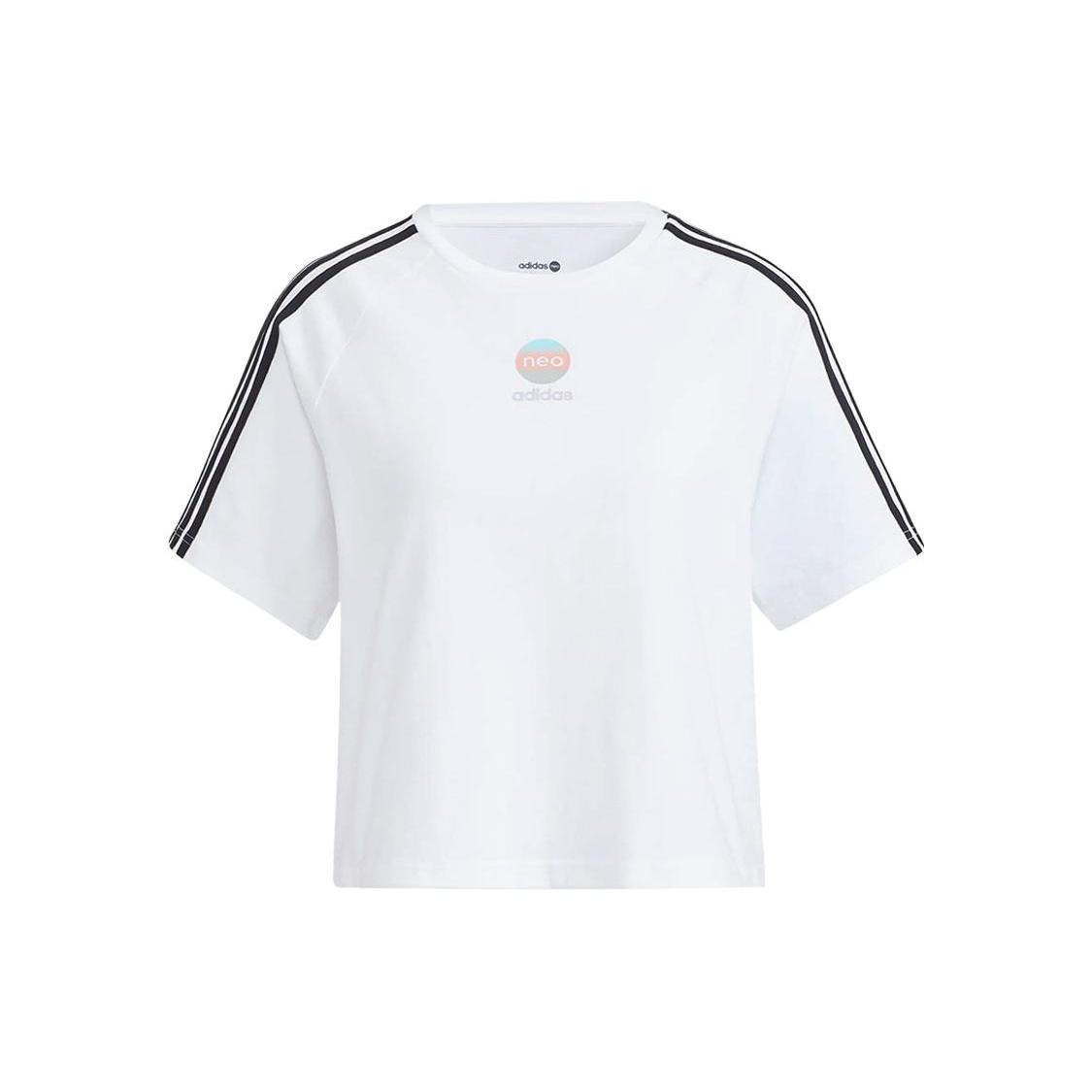 (WMNS) adidas Neo Contrast Stripe Sports T-Shirt Asia Sizing White Women s HF7284 XL
