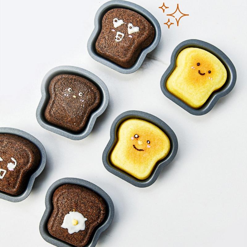 1/6Pcs Toast Bread Pattern Carbon Steel Cake Mold Madeleine Muffin Cake Pan Jam Sandwich Dessert Kitchen Accessories Gadgets