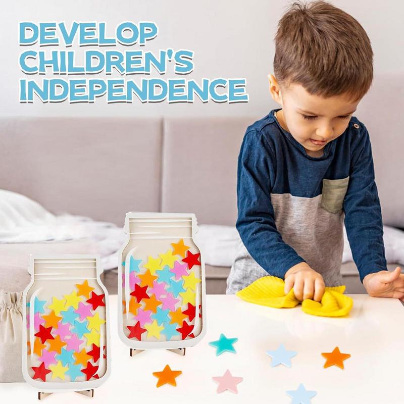 Wooden Motivational Reward Jar With Standing Base Kids Reward Jar Multipurpose Magnetic Incentive Jar D IY Filling Toys For Kids