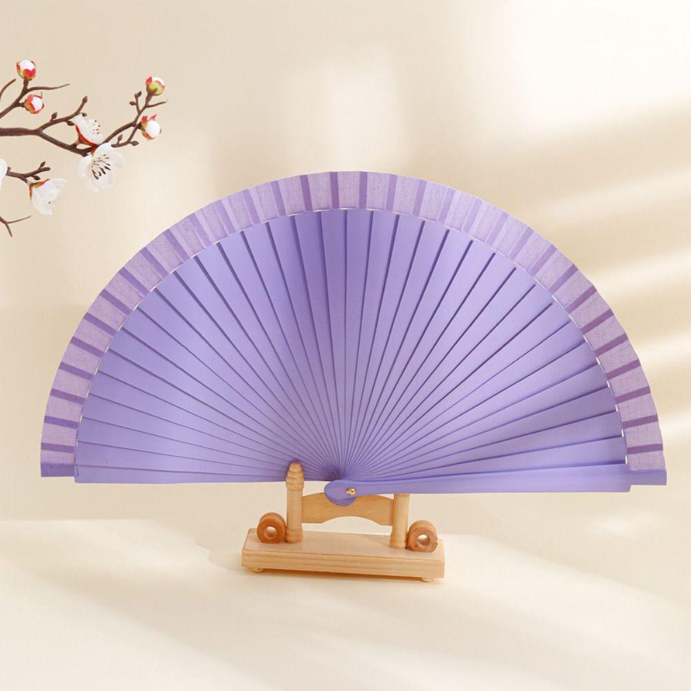 Classical Simple Spanish Plain Fan Solid Color Art Craft Pure Wood Folding Fan Handmade Decorative Props Fan Props