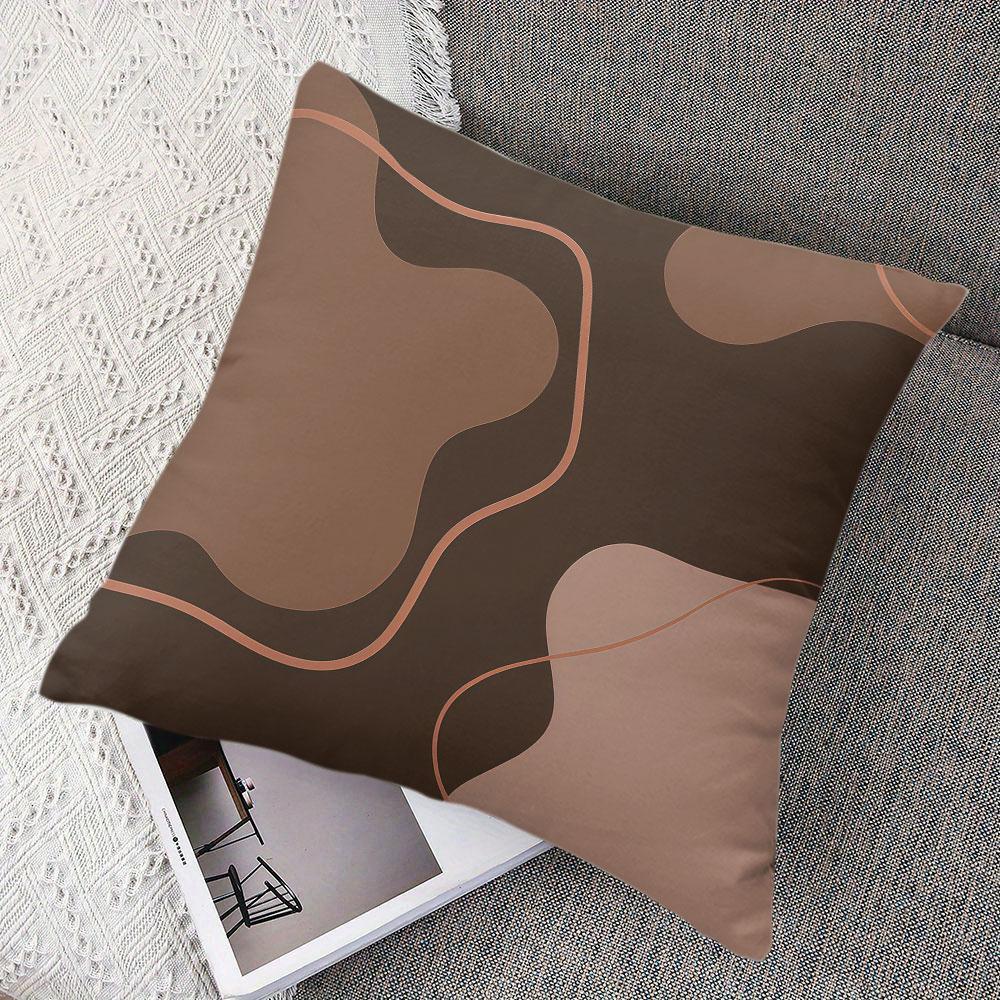 Brown Tone Curved square Jacquard Pillow Cover for Sofa Office Waist Cushion Cover Home Decorative Pillowcase