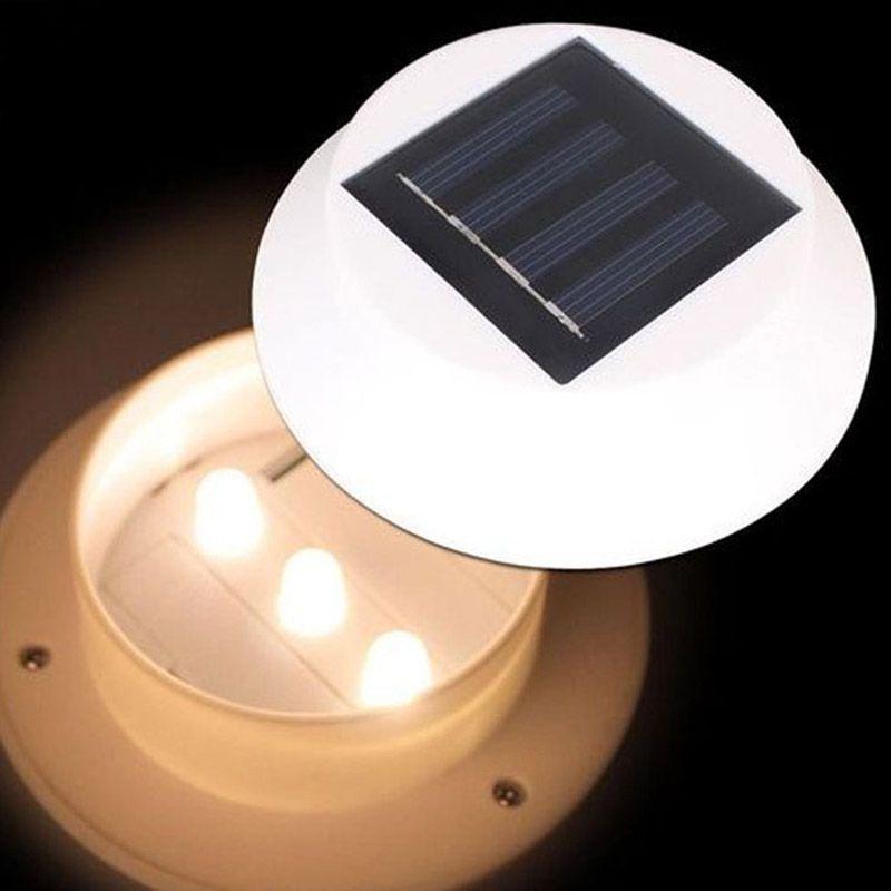 Power New Solar Powered Outdoor Garden Light Gutter Fence 3 Led Wall Lamp Bulb