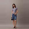 Calvin Klein Casual Striped Texture Polo Short Sleeve Knit Top Women tops Dark-Blue 47AB304-RLW