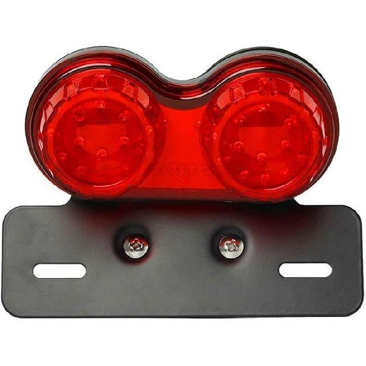 Motorcycle Tail Light Integrated Running Brake Stop Light Dual Eye Turn Signals Lamp Black with License Plate Bracket for Harley Honda Yamaha Suzuki красный