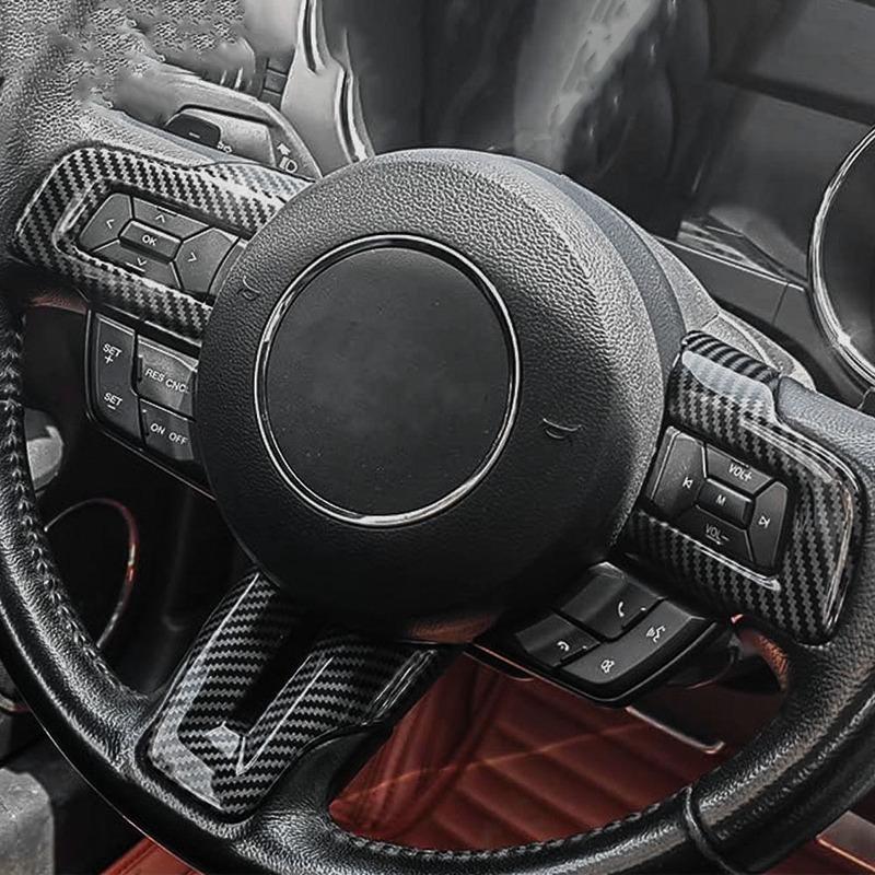 For Ford Mustang 2016 2017 2018     Steering Wheel Panel Trim Cover Decoration Sticker Car Interior Accessories