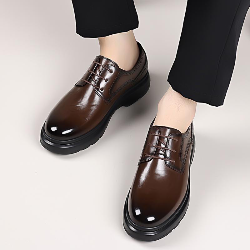 Fashion Men's Leather Oxford Shoes Classic Lace-Up Formal Dress Shoes Business Casual Male Dress Shoes New Slip-Resistant Sole Flats