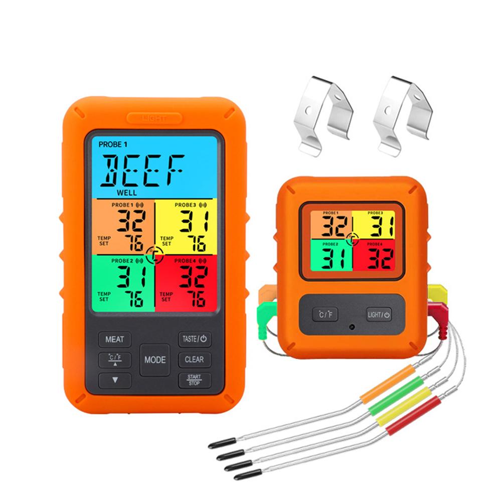 Trådlös Kötttermometer Digital Fjärrstyrd Grilltermometer 4 Sonder 9 Köttlägen