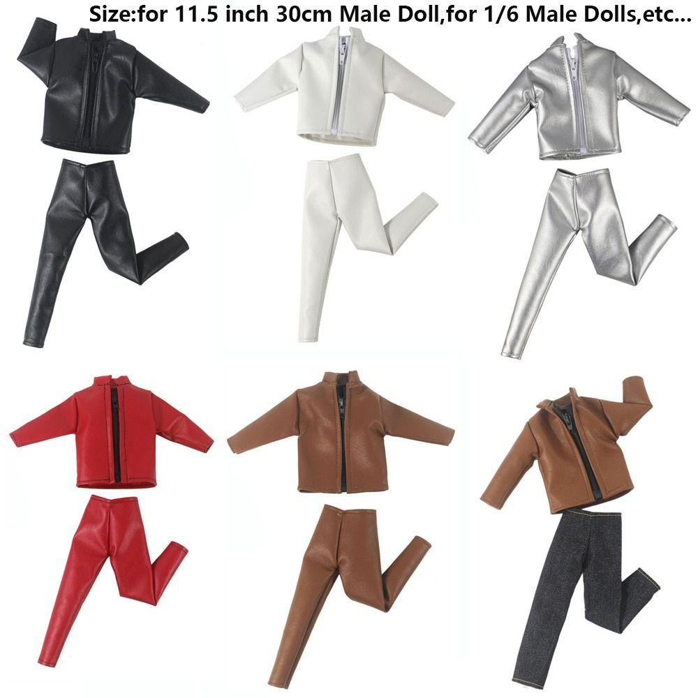 Handmade PU Leather Jacket Pants Suits  For 11.5 Inch Doll/for 1/6 Male Action Figure Dolls