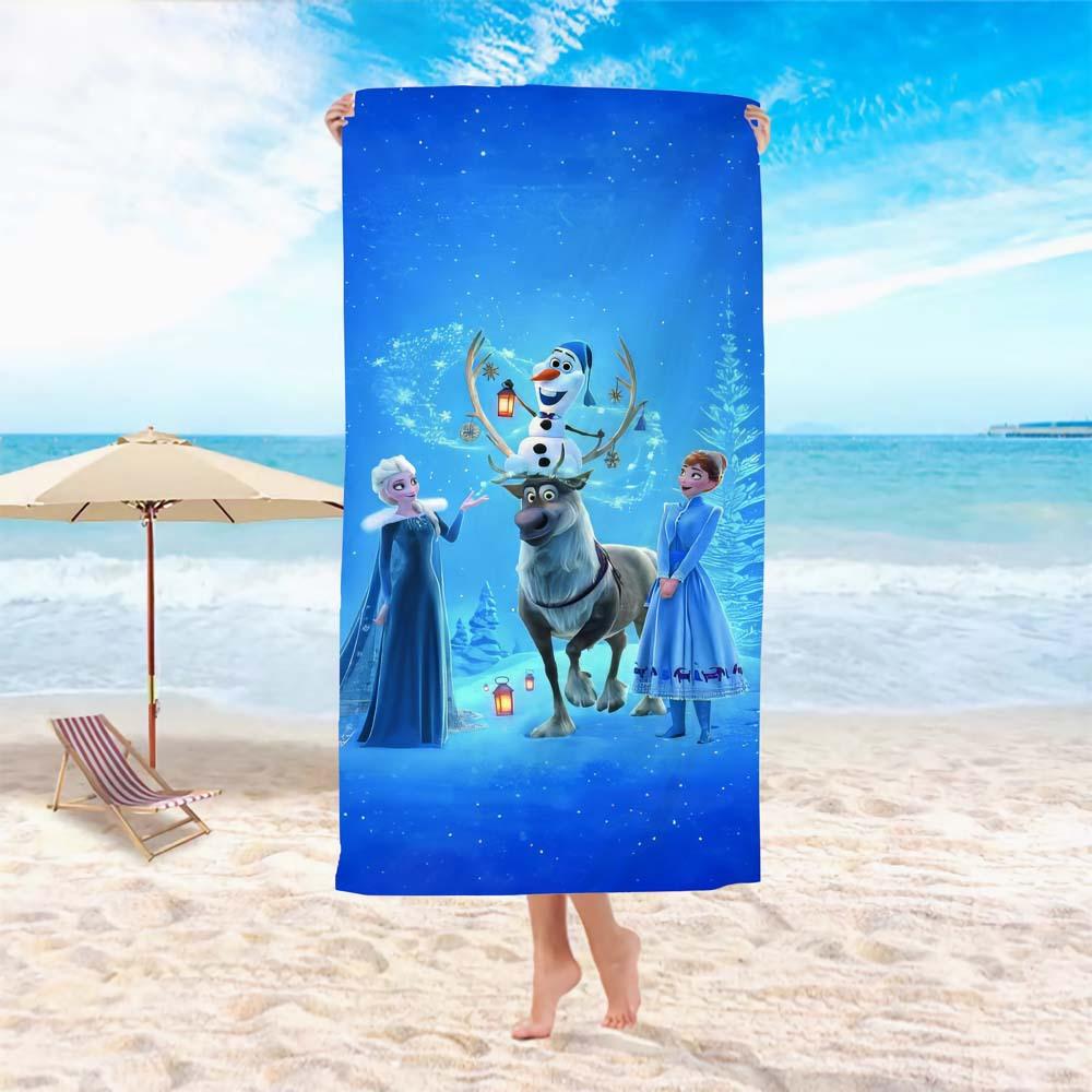 Princess Style Cartoon Printed Microfiber Beach Towel Soft Water Absorbent Bath Towel For Girls