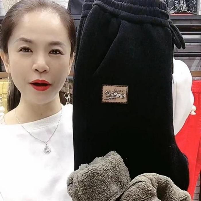 

Женские осенне-зимние теплые спортивные брюки с высокой талией, завязывающимися на шнурок карманами, однотонные повседневные брюки с флисовой подкладкой, толстые шаровары S