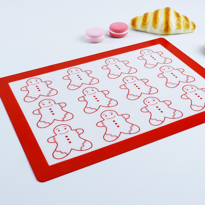 Silikon Bakematte med Juletema Sklisikker Fondantmatte Kjøkkenbenkmatte for Paideig Pizza og Kjeks Ovnskakeformmatte