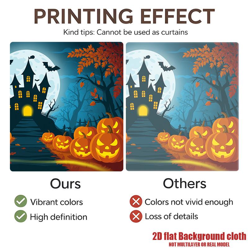 Party Backdrop Halloween Moon Flat Witch Silhouette Bats Event Backdrop Decoration Party Decor
