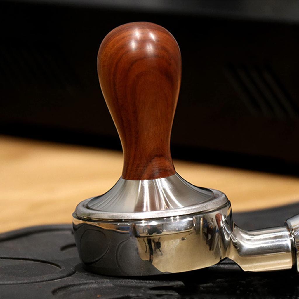FUN COFFEE Espresso Tamper, 58mm Flat Stainless Steel with Wooden Handle (co-0013)