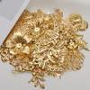 50g 100g Mixed Flower Filigree Wraps Beads Caps Petal Charms Metal Iron Gift Decoration DIY Gold Silver Rhodium Wholesale
