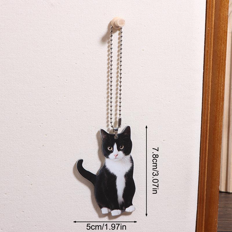 Cartoon 2D Cat Christmas Pendant Cute Animal Acrylic Auto Rearview Mirror Ornament Christmas Ornaments Pendant Decor Gift