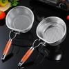 Stainless Steel Fine Mesh Colander With Heat Resistant Wooden Handle For Rinsing Vegetables Straining Pasta Kitchen Use
