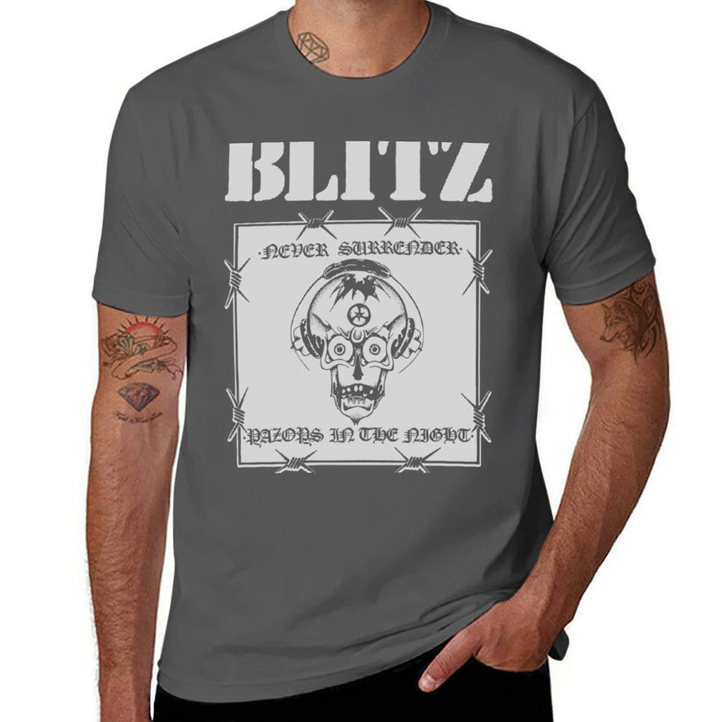 Blitz Razors In The Night Never Surrender Punk Uk Skinhead Tshirt Fashion Casual Short Sleeve Tshirt