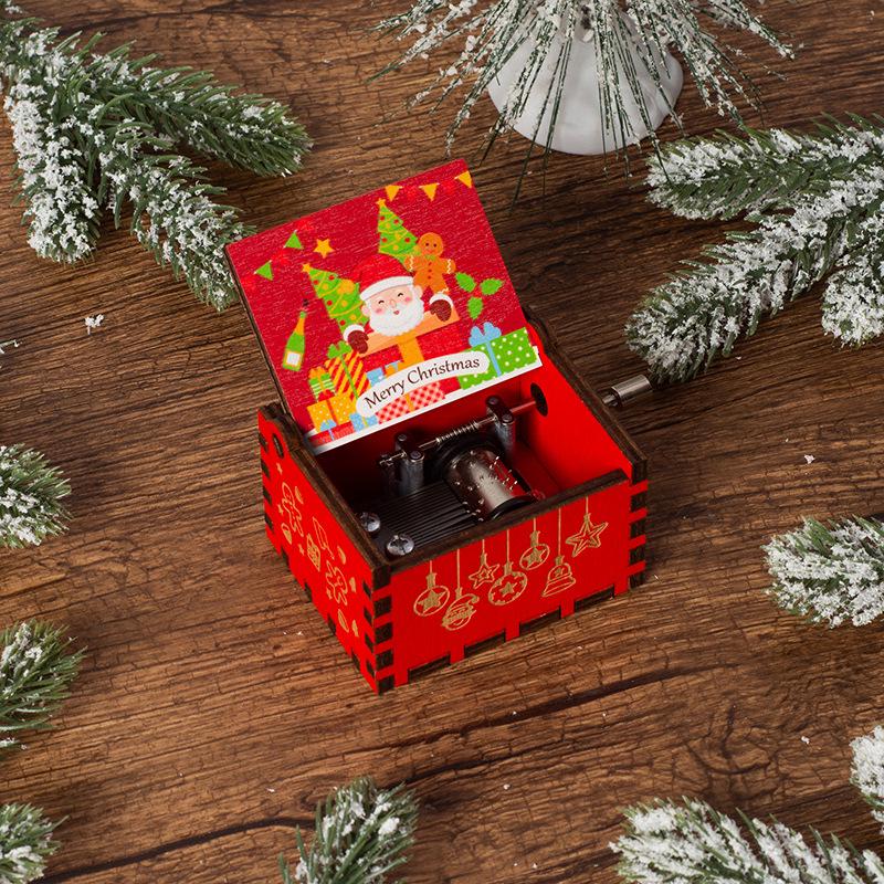 Wooden Hand-Cranked Christmas Music Box Ornament