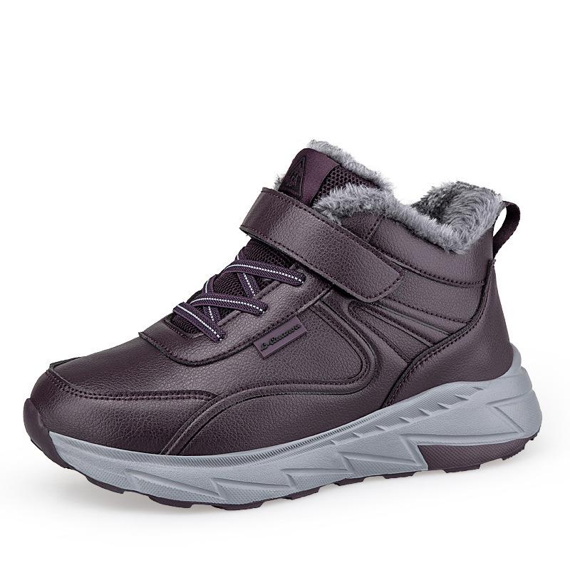 Winter velvet warm waterproof leather surface mother shoes large cotton shoes snow boots sports walking shoes