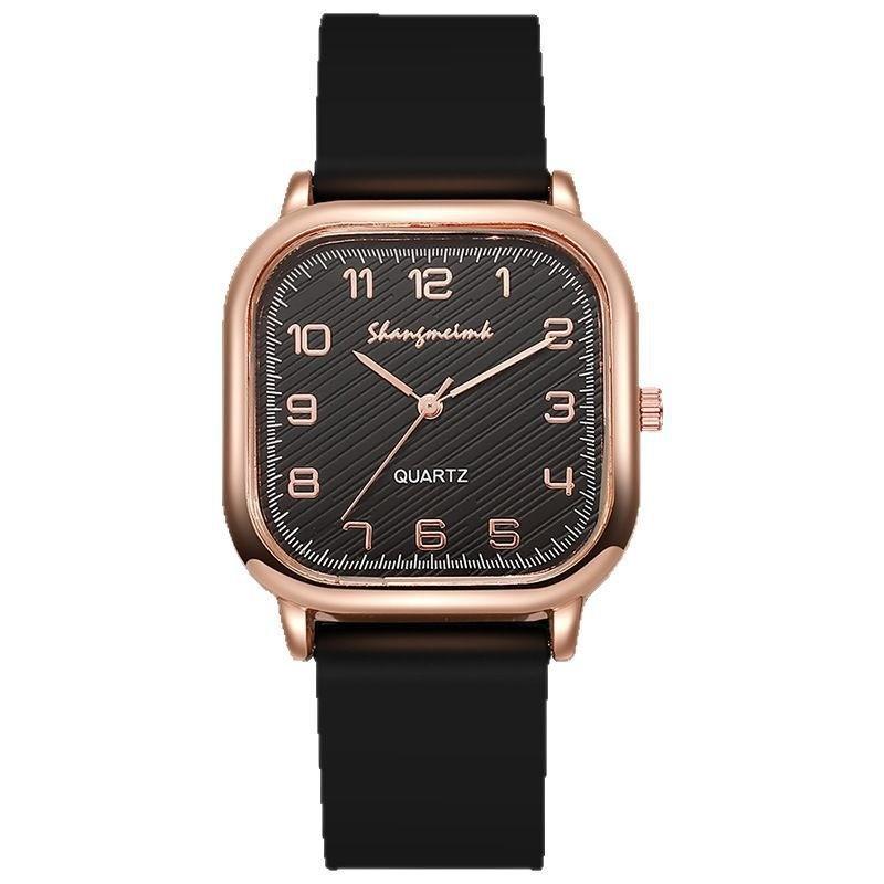 Square Ladies Watch Silicone Strap Casual Quartz Wristwatch for Women