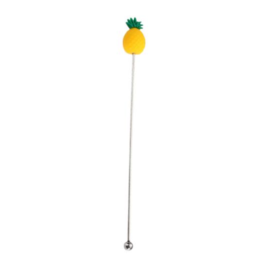 Yousheng Cocktail Stir Stick, Stainless Steel Cocktail Mixing Stick, with Durian Pineapple Strawberry Watermelon Rubber Top Decor, Drink Stirrer