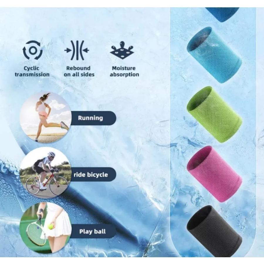2pcs Ice Cooling Wristband Exercise Breathable Tennis Wristband Outdoor Sports Sweatband For Running Fitness Yoga Cycling Hiking