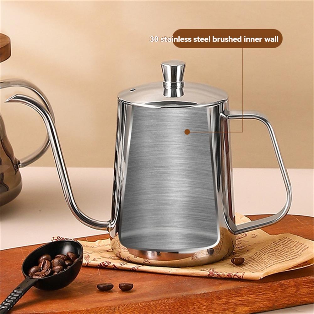 1pc Stainless steel coffee pot with narrow mouth; home pour-over coffee pot with narrow mouth and long spout; coffee mug