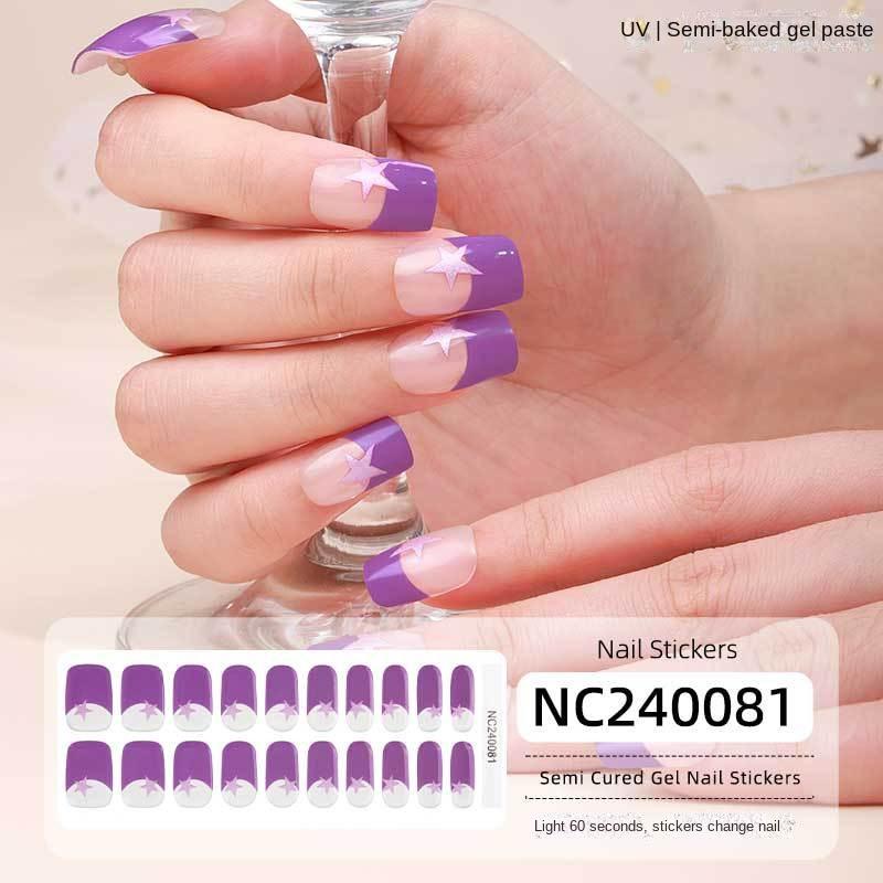 Semi-cured Gel Nail Stickers Gradient Rainbow French Gel Nail Stickers Flash Cat Eye Gel Nail Stickers