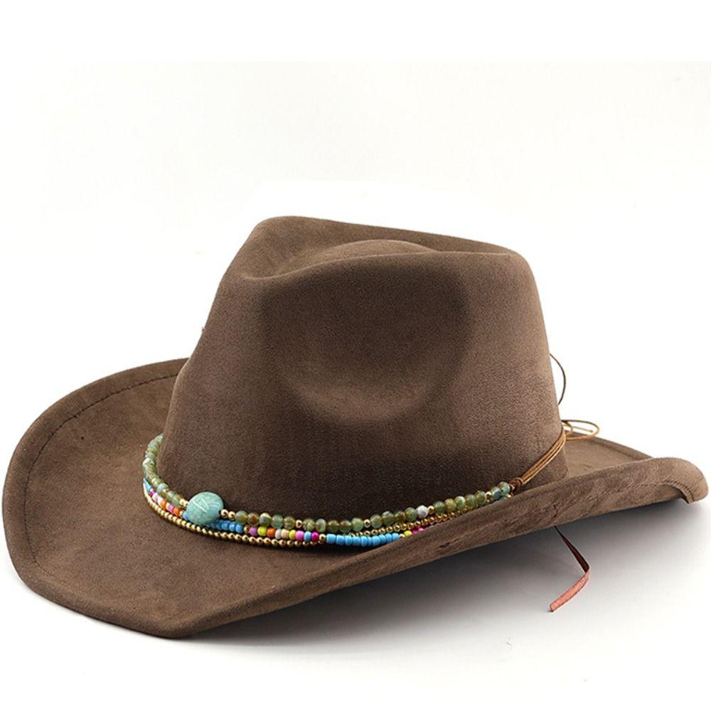 Wide Brim Western Cowboy Hat Vintage Jazz Hat Fashion Cowgirl Knight Hat Unisex