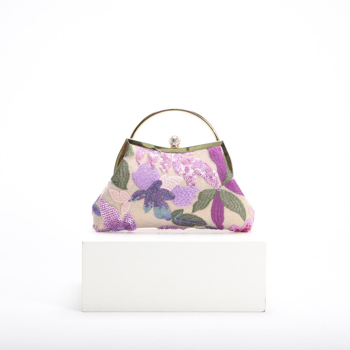 

Женская вечерняя сумочка в стиле бохо с вышивкой, клатч из тюля и пайеток с магнитной застежкой, кошелек для свадебной вечеринки в восточном стиле светло-фиолетовый