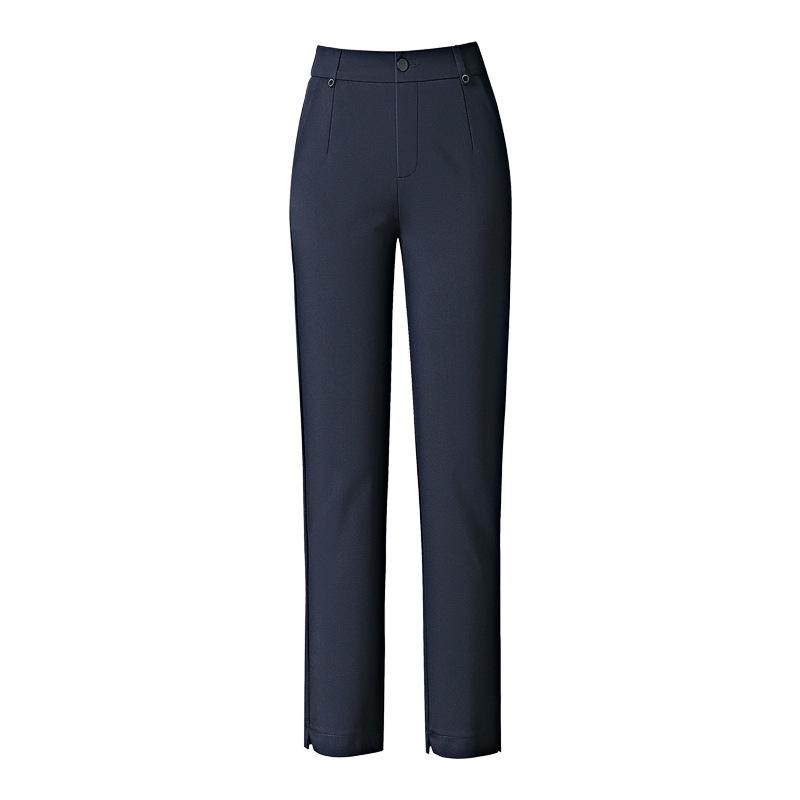 Petite High-Waist Straight-Leg Stretch Pants for Women - Slimming Nine-Point Length, Ideal for Spring and Autumn