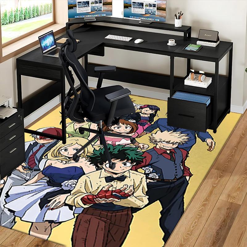 1pc My Hero Academia Office Chair Mat - Anti-Slip Carpet for Desk, Decorative Floor Covering with Cute Heroes Design, Home Office, Living Room, Bedroo