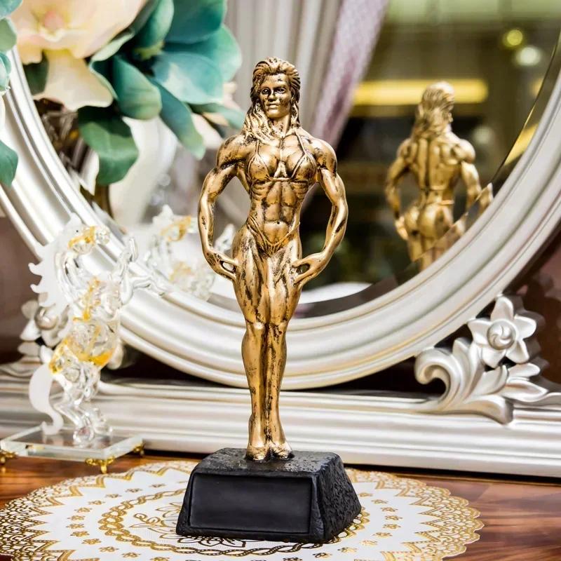 Fitness Muscle Man Sets Up Bodybuilding Sports Competition Trophies Boxing Figures Statues Sculptures Gym Decorations Gift