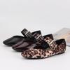 Buckle Strap Pu Leather Flats Shoes Women Leopard Print Ballet Mary Janes Shoes Ladies Spring Autumn Retro Loafers Footwear