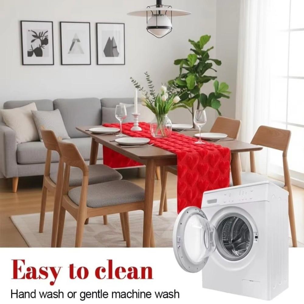 Romantic Plush Love Tablecloth Fuzzy Dining Table Runner Valentine's Table Flag  Valentine's Day