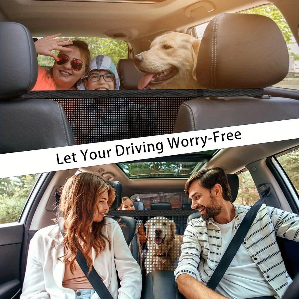 Car Dog Net Barrier, 21x21 In Adjustable Mesh Obstacle Car Dog Barrier Net Car Back Seat Pet Fence Car Pet Isolation Protectiv