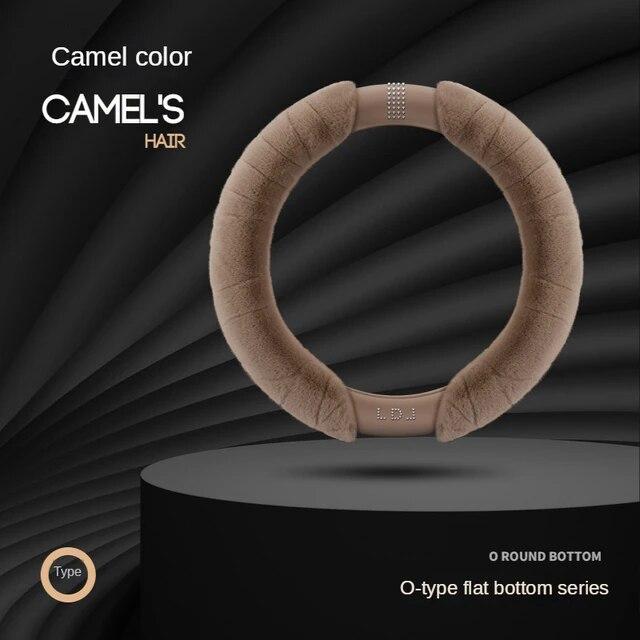 Luxury Plush Steering Wheel Cover Diamond Universal 15 Inch Handle Cover Winter M Fur Car Steering Cover Fashion D Shape Ring