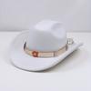 Metallic Belt Jazz Woolen Fedora Hat, Autumn and Winter Wide-Brimmed Felt Hat, Popular for British Travel and Evening Parties, Cowboy Hat