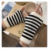 Color Blocked Thin Strip Gloves for Women Autumn and Winter Knitted Wool Sleeves Warm and Cold Proof Fashionable Fingerless Arm Sleeves