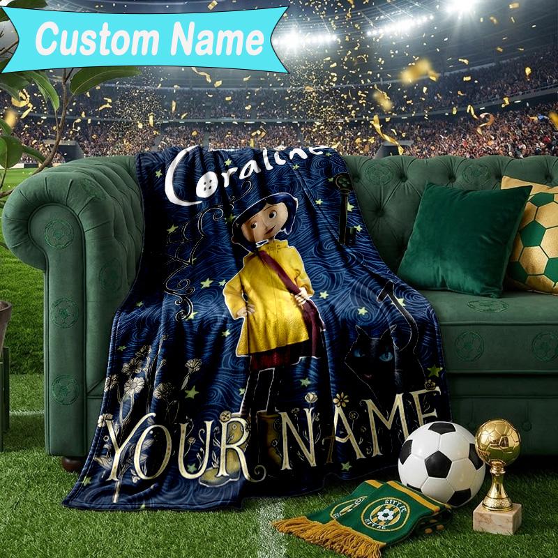 Custom Name Blanket Mystery Coraline's World Blanket Bedding Blanket for Travel, Camping, Living Rooms, Offices, Sofas, Fan Christmas gift