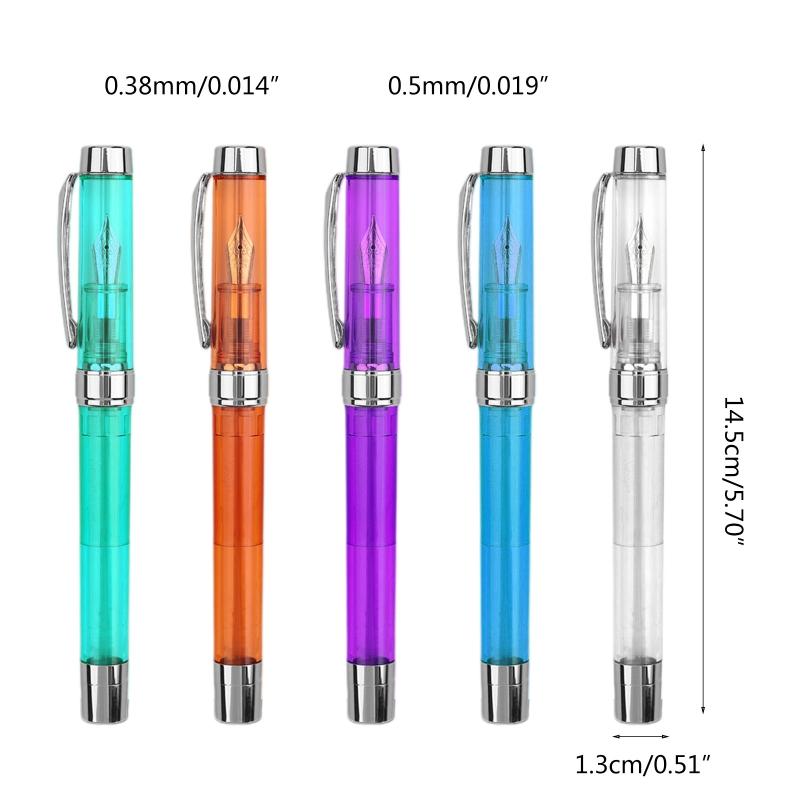 Acrylic Fountain Pen Transparent Pen Barrel Large Ink Capacity Remove to Refill Gift Calligraphy Pen for Students Kids