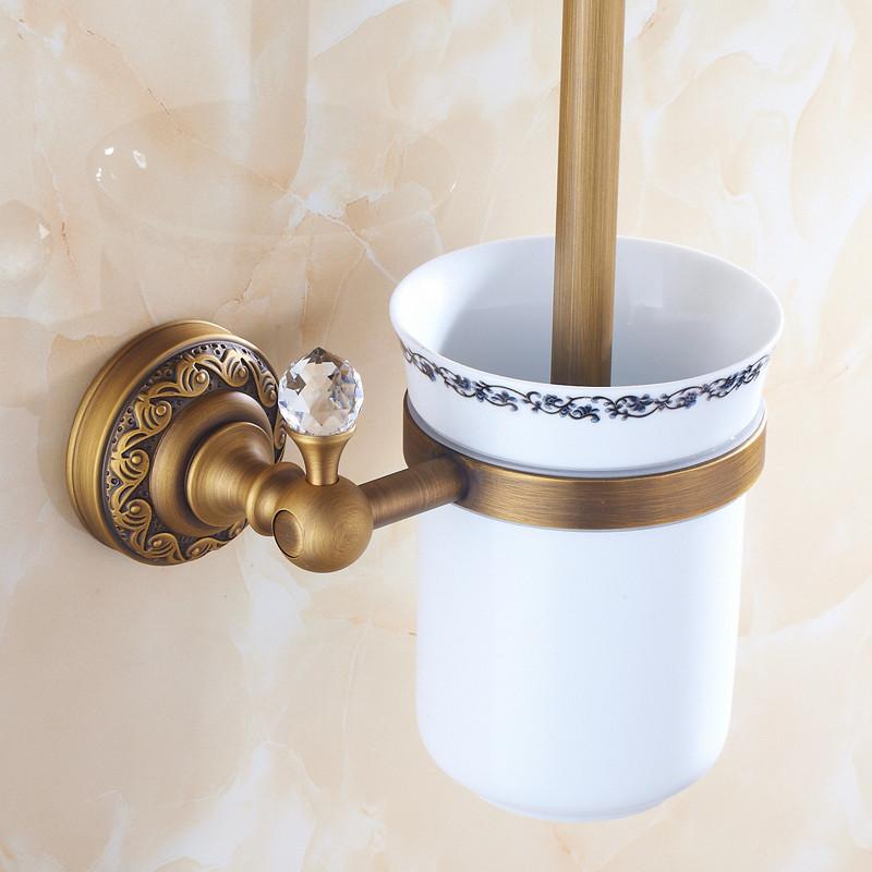 Toilet Brush Holders Antique Bronze Solid Brass Toilet Bowl Brush Clean Ceramic Bathroom Accessories WC Borstel Brushed 3709F