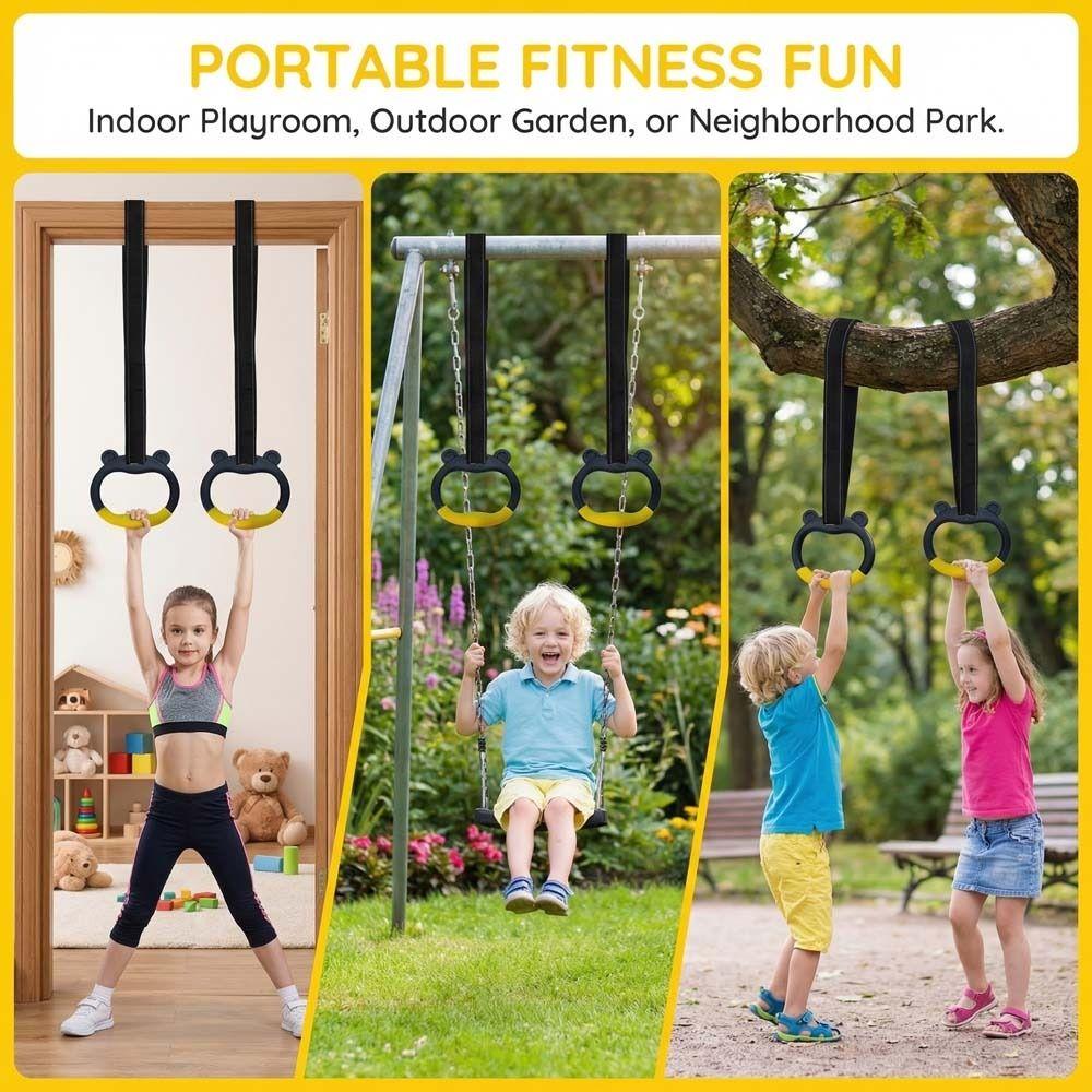 With Straps Gymnastic Rings Non-Slip Fitness Exercise Ring Pull Up Bar  Gymnastics Equipment