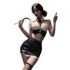 European and American sexy striped bow miniskirt uniform temptation pure desire erotic underwear set