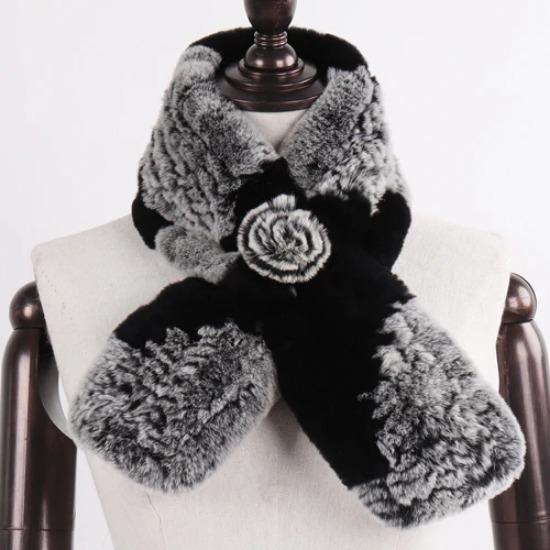 Winter Women Real Rex Rabbit Fur Scarf Natural Warm Soft Rex Rabbit Fur Muffler Lady Genuine Rex Rabbit Fur Scarves