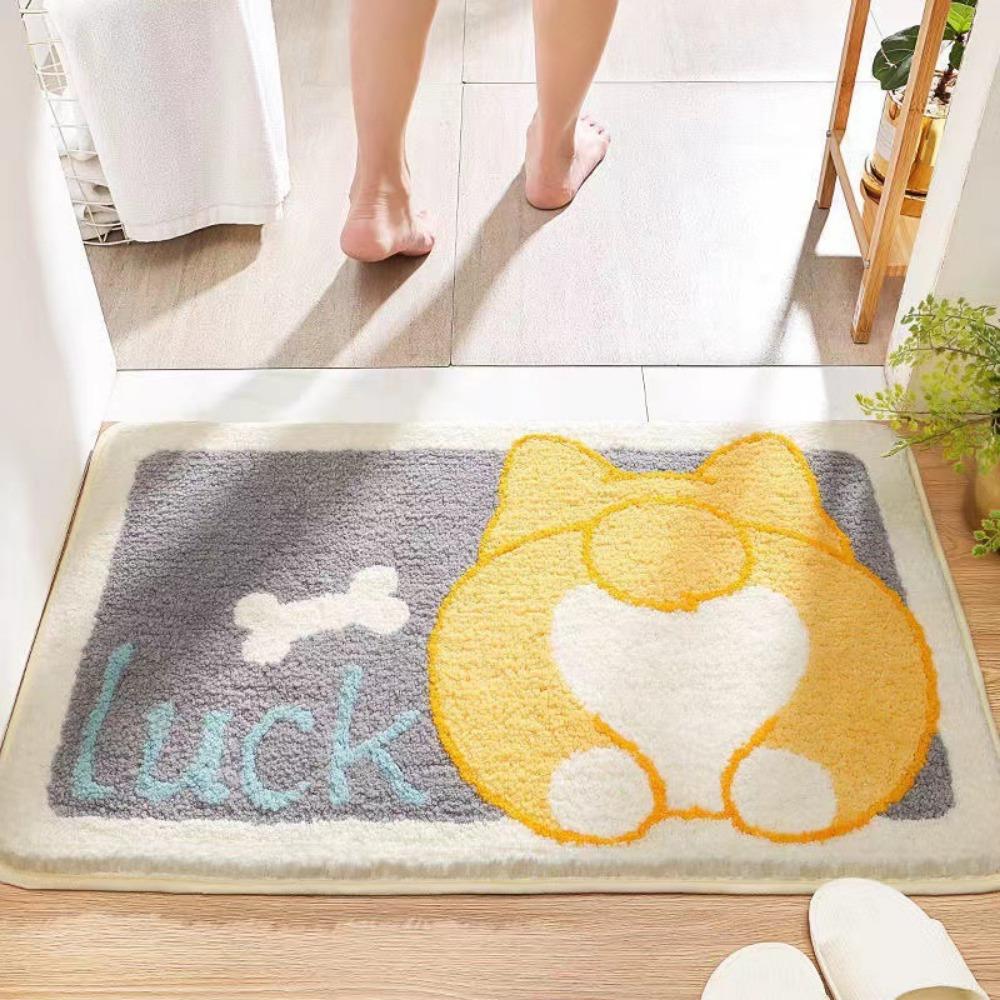 2pcs Cartoon Imitation Cashmere Floor Mat Non-slip Carpet Door Absorbent Floor Mat